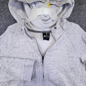 Adidas Women's Large Heathered Light Gray Hoodie Full Zip Long Sleeve Cotton